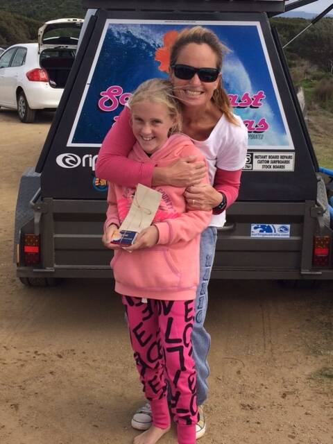 SURF SISTAS: Surf Sista Geena Thomas with Surf Sistas president Nicky Cowie was the Surfer of the Month.
