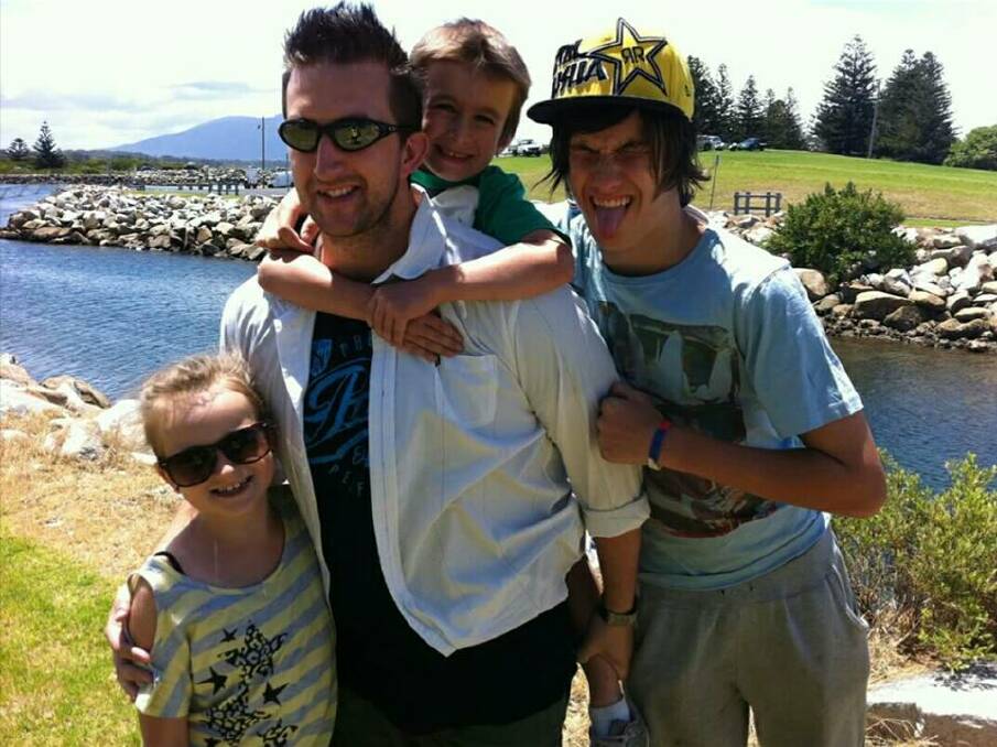 HAPPIER TIMES: Jayden (right) with his uncle Tony, and younger brother Rylee and sister Bella at Bermagui harbour a few years back.