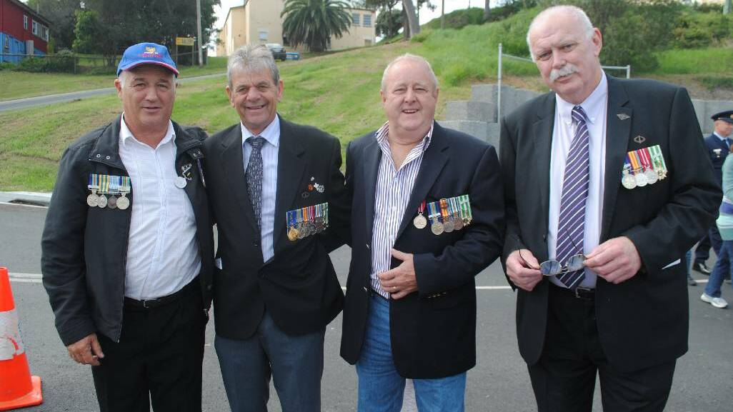 VIETNAM VETS: Geoff ‘GT’ Turner, Trevor ‘Stinkfeet’ Bennett, Bob ‘Blfob’ Caldwell and Stephen ‘Welchie’ Welch. These men fought together in Vietnam at the Battle of Nui Le on September 21, 1971. The Battle of Nui Le was the last major battle fought by the Australian Army in South Vietnam.