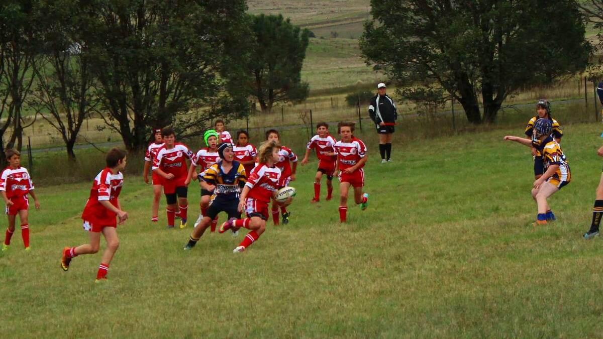 JUNIOR RUGBY: Narooma Devils Mitchell Swadling and the U12s in action against the Gungahlin Bulls at the Bibbenlike Carnival on Saturday.

