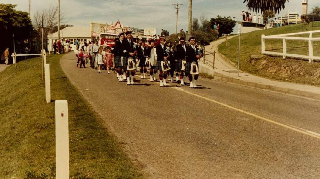 STREET PARADE: A photo of the street parade at the Narooma Booma festival in 1985… In the days before OH&S and insurance became mandatory. 