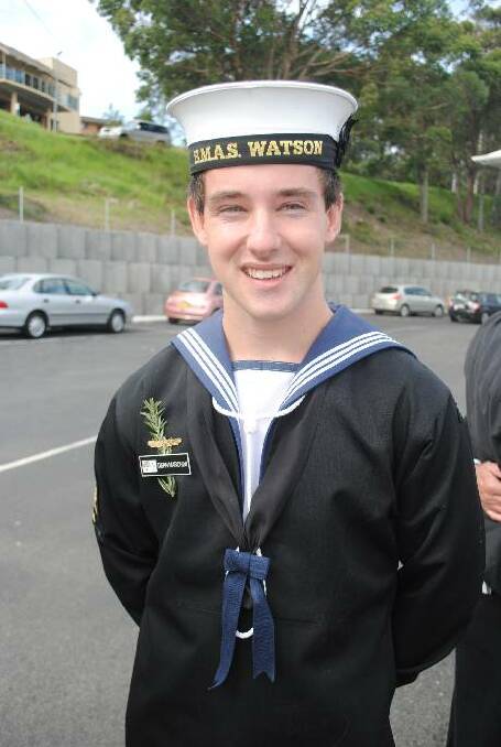 IN THE NAVY:  SMN Dean Marchini looking dashing in his Navy uniform.