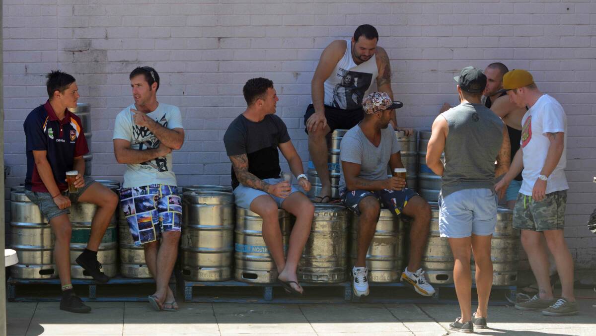 Tigers players gather in the Bayview's beer garden at the club's family day last Sunday. 