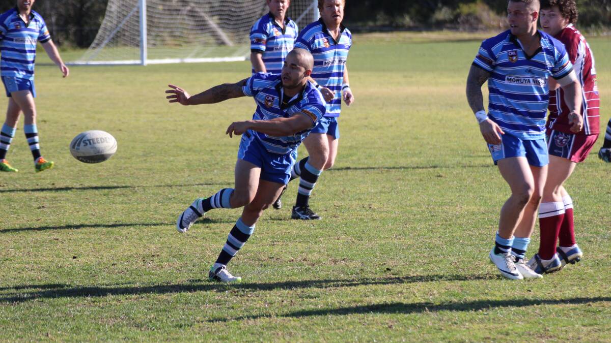 DELIVERING THE GOODS: Sharks halfback Rhys Burazer fires a pass to the flank against the Tathra Sea Eagles on Sunday. 