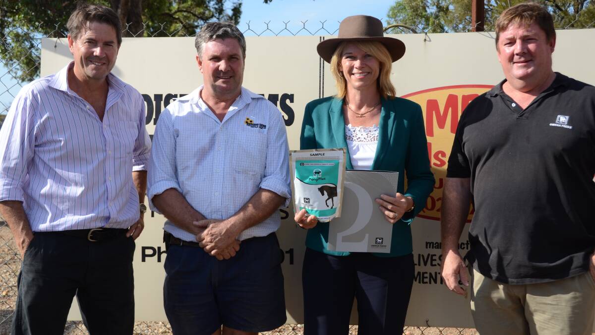 Tim and John Reardon of Omega Feeds, Gunnedah, with Minister for primary industries  Katrina Hodgkinson and member for Tamworth Kev Anderson.