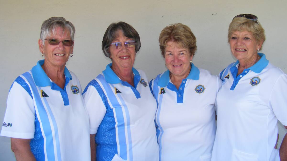 Narooma Women: Winners of the Past President Fours, Jenny Coulson, Sue Wales, Gail Palmer and Dawn Kenny (skip).