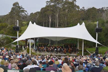 FULL HOUSE: The newly complete sound shell during the festival’s finale on Sunday afternoon when all the artists joined the Gondwana Chorale on stage.