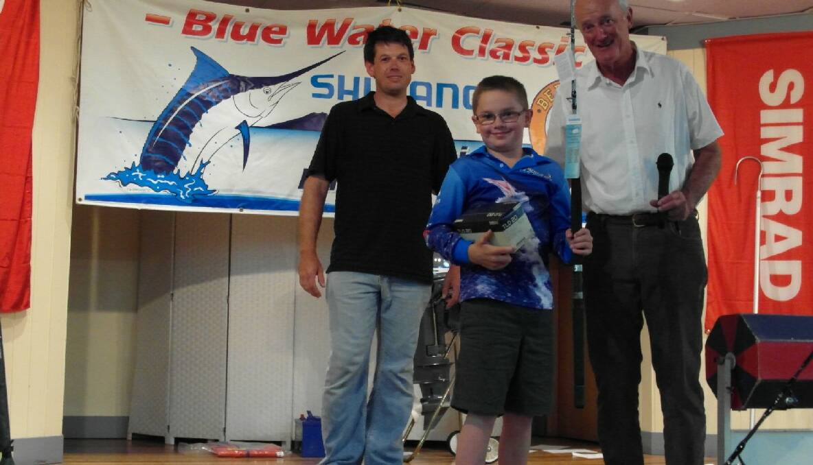 CHAMPION FRY: The champion small fry award went to angler Mathew Sandy who is pictured with club president Paul Blacka. 