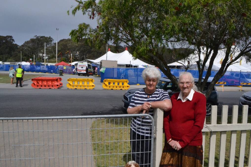FESTIVAL NEIGHBOURS: McMillan Road residents Juanita Woods and Nancy Rugg, who lives directly across from the entrance gate, actually enjoy the festival and watching all the coming and goings.