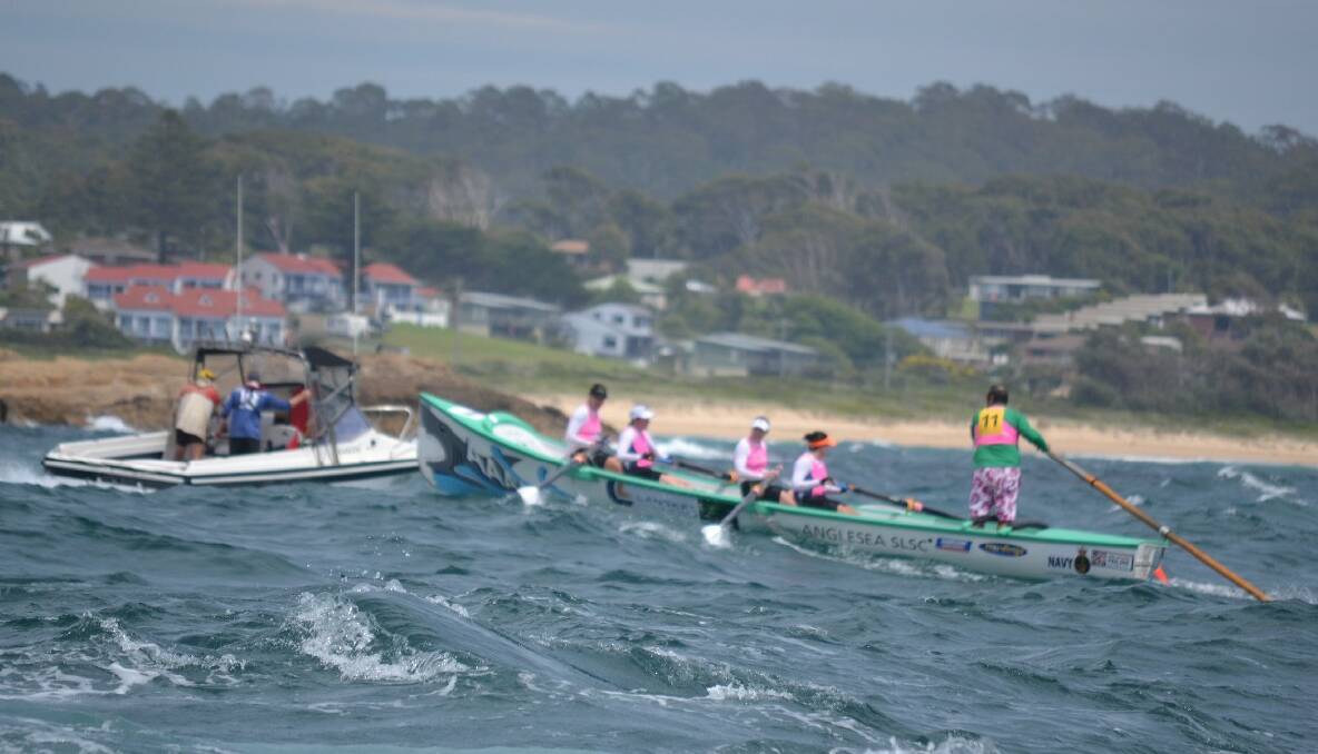 The Anglesea women about to cross the finish line at Bermagui.