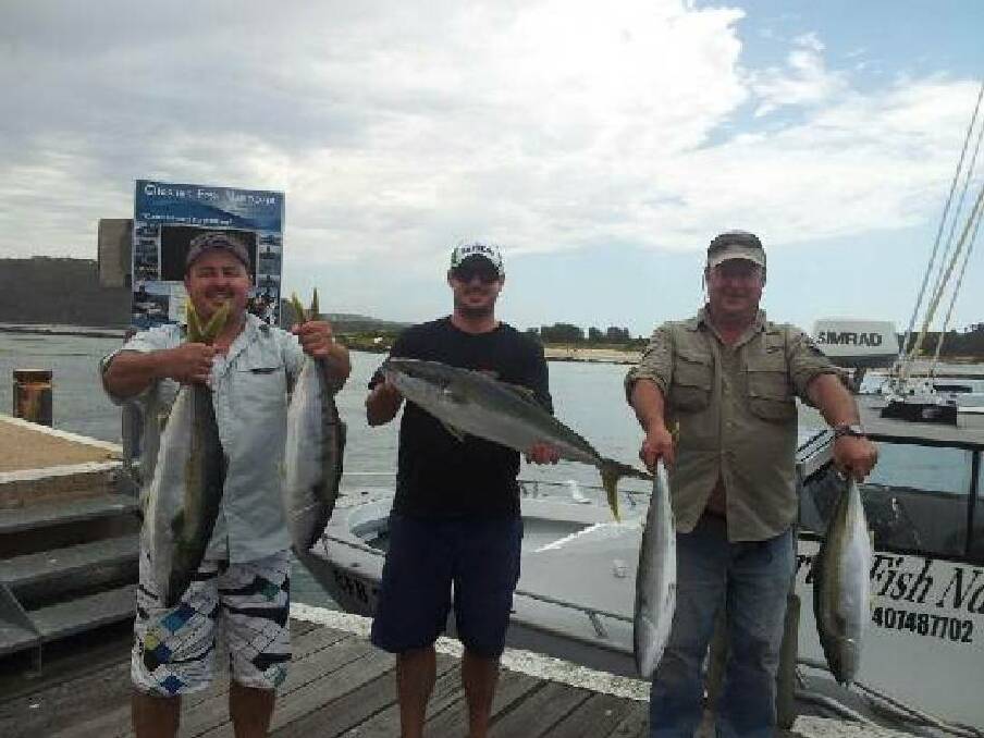 LEGAL KINGS: Greg and his mates from Wagga Wagga fished on Charter Fish Narooma’s “Playstation” last Tuesday getting a few legal kingfish.