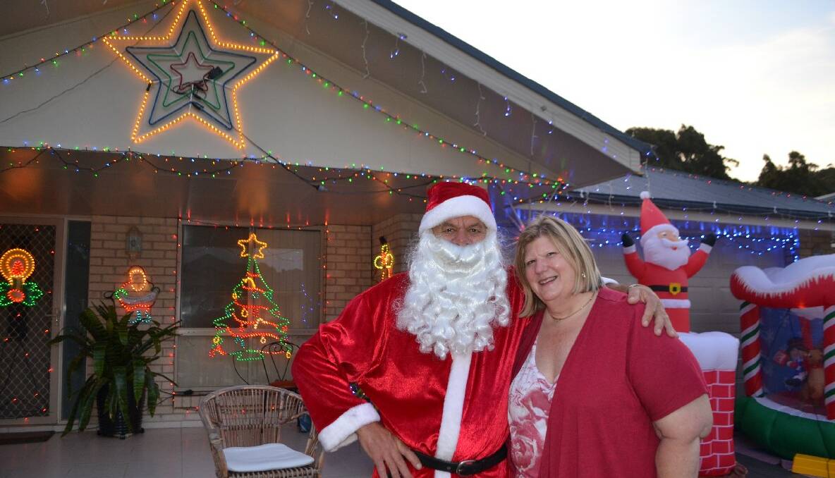 KING AND QUEEN: Christmas light king and queen Trevor Bennett and Angela Hanson have both put their lights up at their houses for many years. They caught up for a chat at Trevor’s house at 62 Warbler Crescent, Kianga at Narooma on Thursday evening. 
