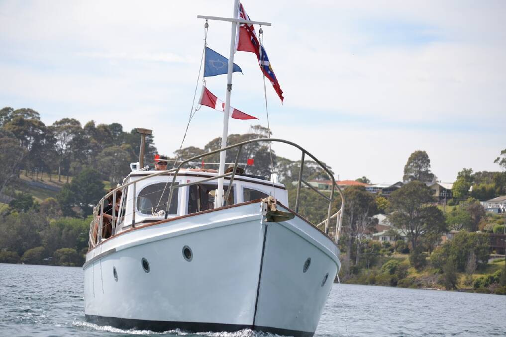 HUON ISLANDER: Locals Stewart and Bev Long’s magnificent cruiser Huon Island is perfect for cruising the inlet. 