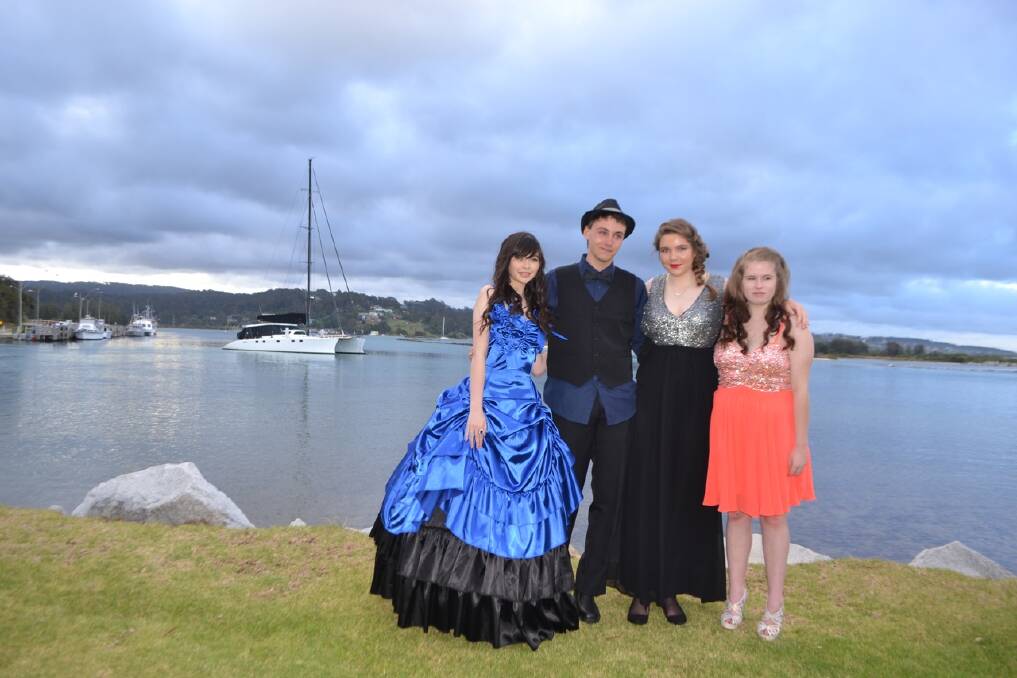 STUNNING SETTING: Getting their pre-formal photos are Narooma High Year 12 students Christine Franks, Dylan Chandler, Zoe Field and Bianca Reid.