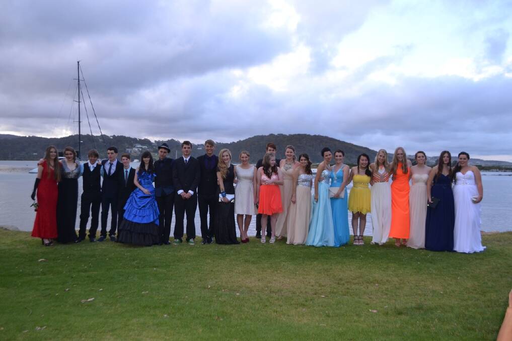 GROUP SHOT: A group shot of the Narooma High Year 12s getting their pre-formal photos at Rotary Park.