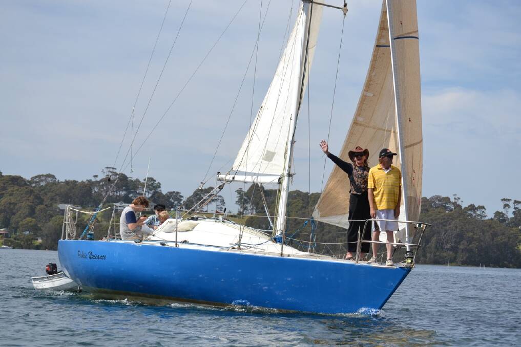 SAILING TIME: The yacht Public Nuisance joined the traditional boats for the sail out to Paradise Point on Saturday.