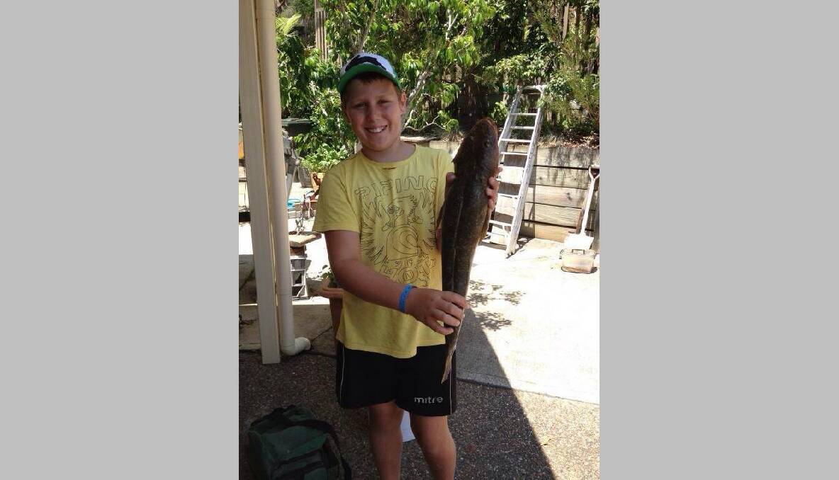 BEN’S FLATHEAD: 10-year-old Ben McFarlane went fishing with his dad Darren and got this nice flathead off Tomakin. 
