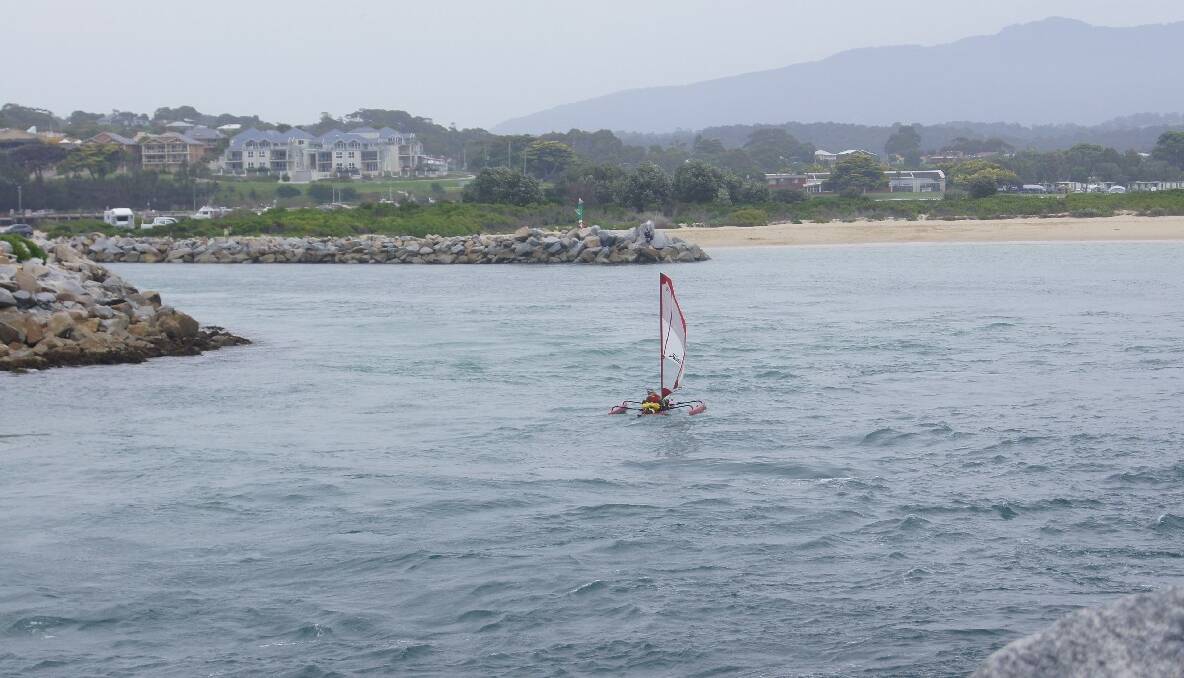 KAYAK MISSION: The mystery kayaker makes his way past Narooma on his way down to Eden. Photo by Jane Robertson 