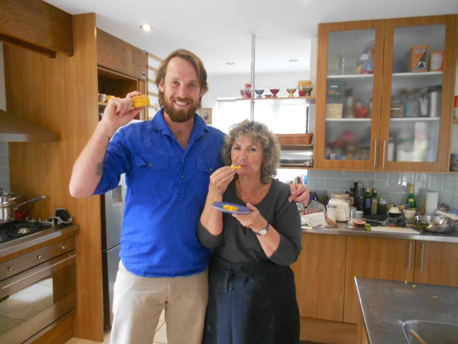 IN THE KITCHEN: CWA baking expert Nelleke Gorton, the mother of the author of this inside report, and River Cottage Australia host Paul West in her kitchen after making scones.
