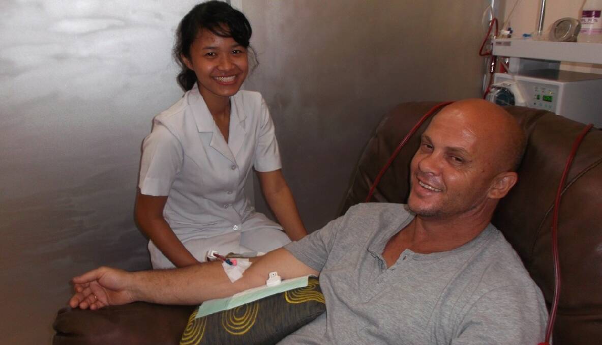 BALI TREATMENT: Troy Stever receiving life-saving treatment for Lyme disease at the specialist clinic at Kuta, Bali. 