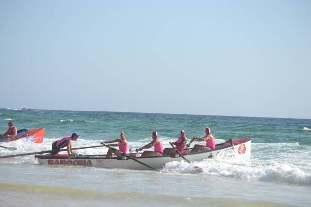 SURF ACTION: Narooma SLSC hosted two men's veterans surfboat teams. Photo by Stan Gorton – Narooma News 