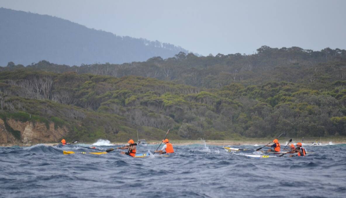 The start of the ski-paddle race at Narooma