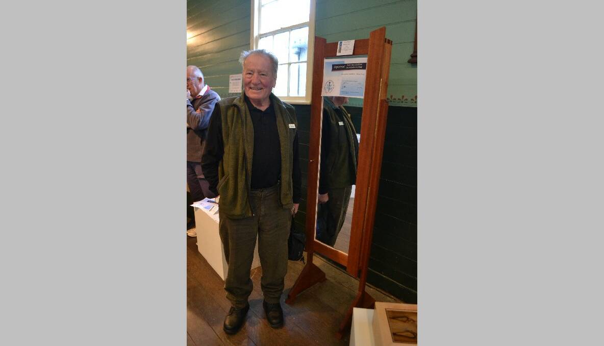 BEST FURNITURE: Declan Wood of Central Tilba won Best Furniture in the experienced division with his Australian red cedar mirrored cabinet. 