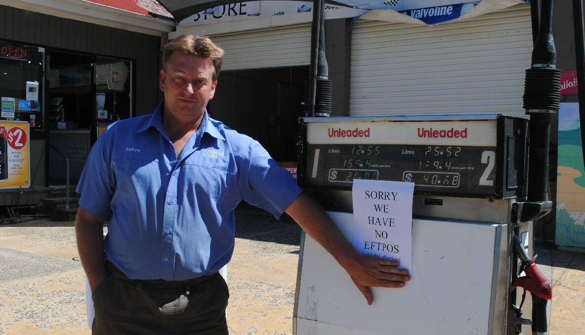 BIG LOSS: Bodalla service station operator Andrew Tyrell says he’s more than 50 per cent down on revenue on Monday because of phone issues and it's been a huge loss for businesses. 