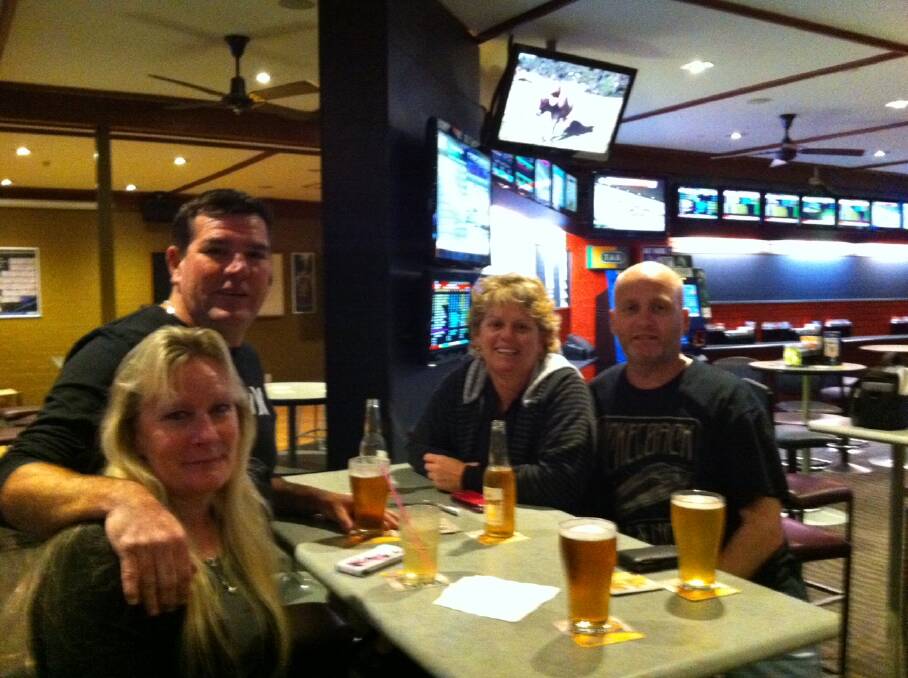 AT THE PUB: Narooma locals Craig and Jo Herman join Scott and Becc Cavanagh, the operators of the Raw Prawn Bistro at O’Briens Hotel in Narooma, to watch Episode 7.