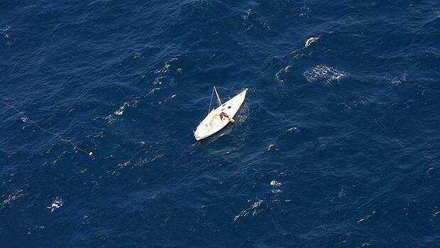 STRICKEN YACHT: Glenn Ey was rescued after being stranded at sea in his yacht the Streaker. Photo: Australian Maritime Safety Authority 