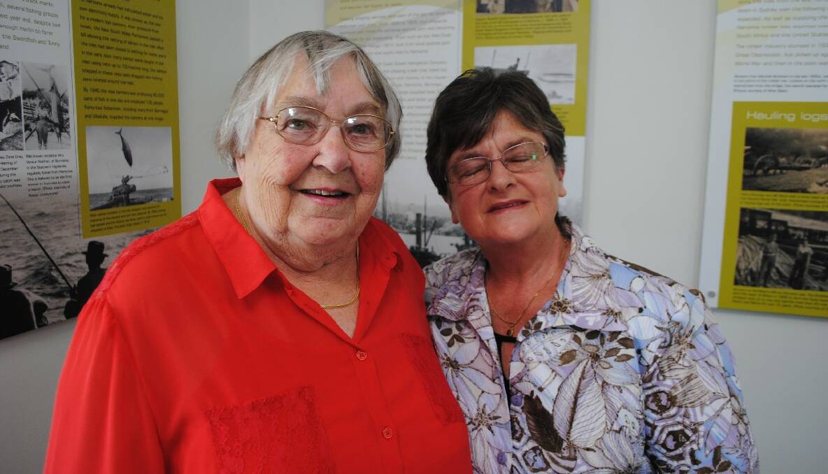 CHARACTERS: Mary Conley and Narelle Friebe (nee Allen) former inhabitants of Montague Island at Laurelle’s book launch of Friday. 
