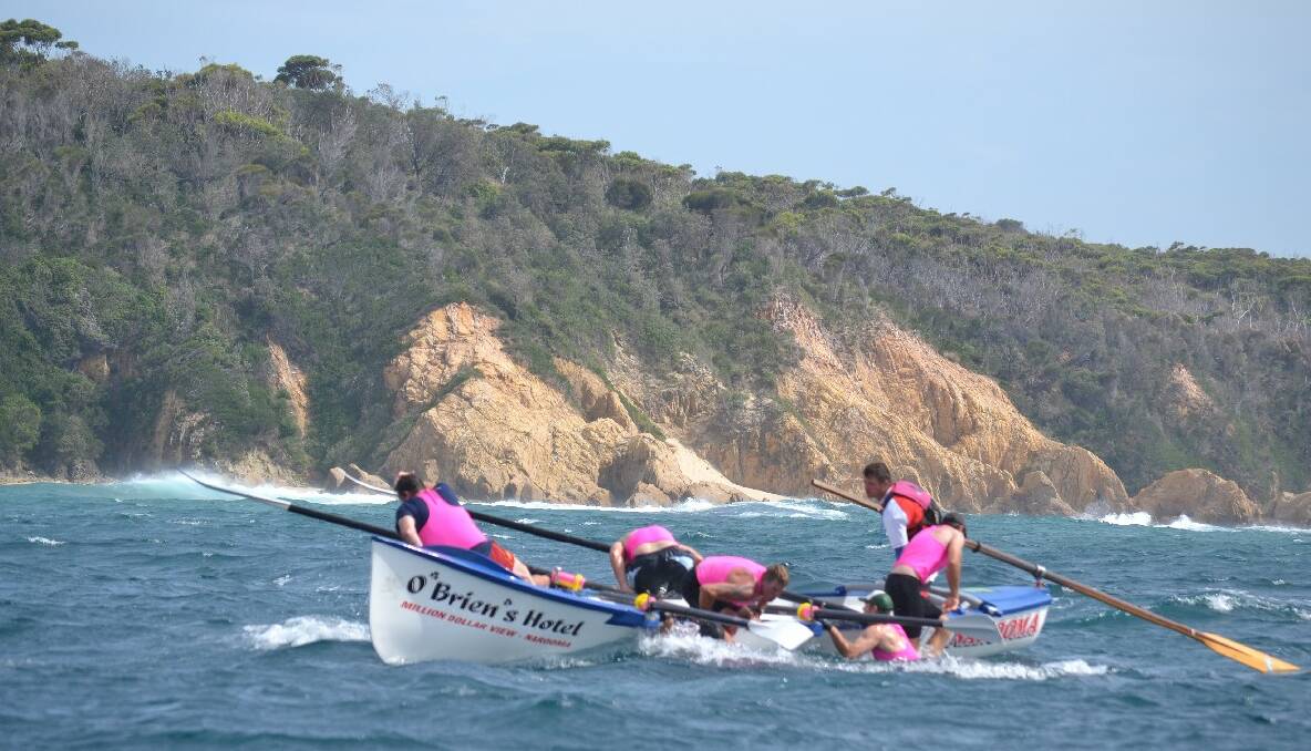 NAROOMA CREW CHANGE: Narooma performs a successful crew change somewhere near Mystery Bay in today’s leg to Bermagui. Photos by Stan Gorton