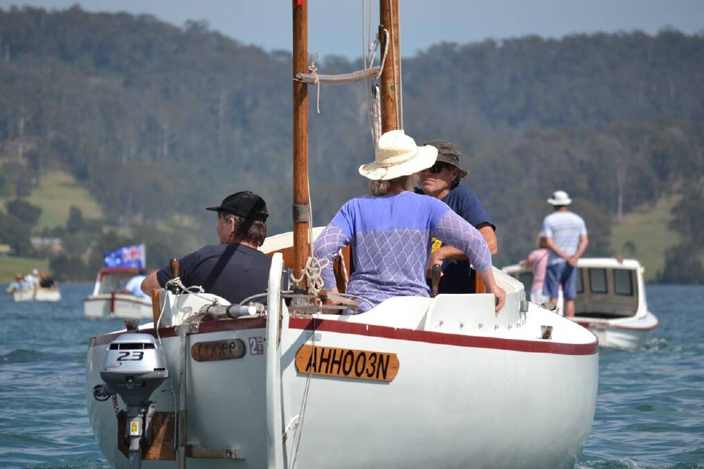 THE COOEE: The Cooee cruises out onto the lake on Saturday.