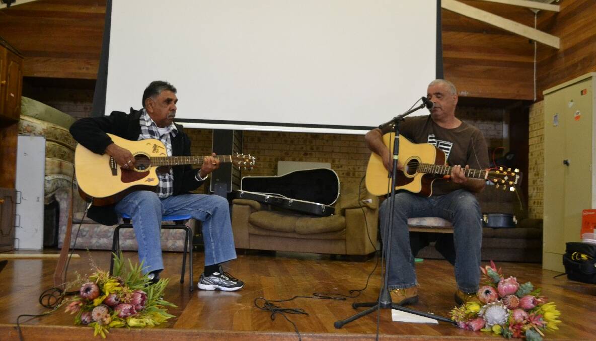 MUSICIANS: Musicians for the event were Ronald “Callo” Callaghan and Tom Perry, who had everyone’s feet tapping. 