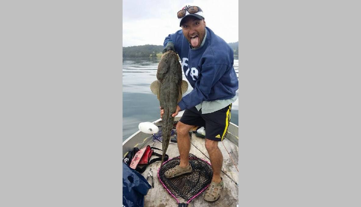 BIG FLATHEAD: Jason Skeen was stoked with his 90cm flathead caught and released in Wagonga Inlet using a soft plastic lure on the weekend. 