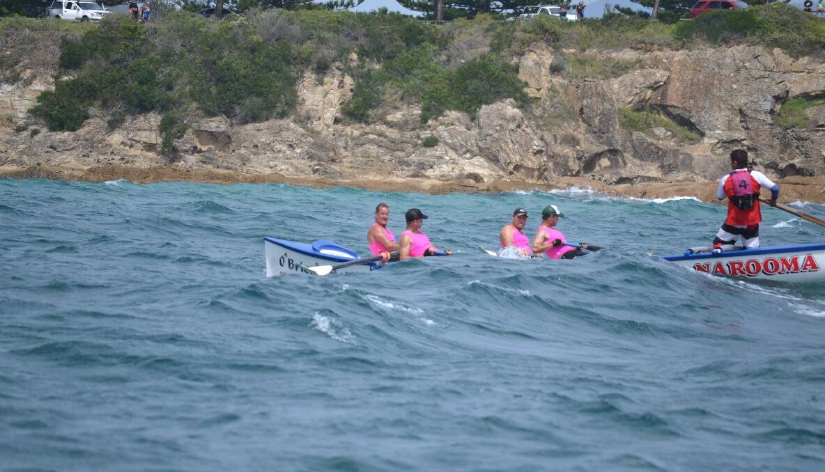 THE FINISH: Narooma crosses the finish line with only Bulli open beating them.