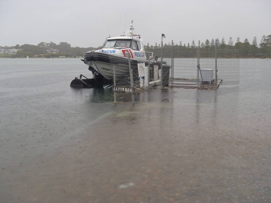 INFRASTRUCTURE THREAT: The Narooma Marine Rescue unit has expressed concern about the state of its current pontoon on Mill Bay that is usually swamped by high tides. Thursday is another king tide. 