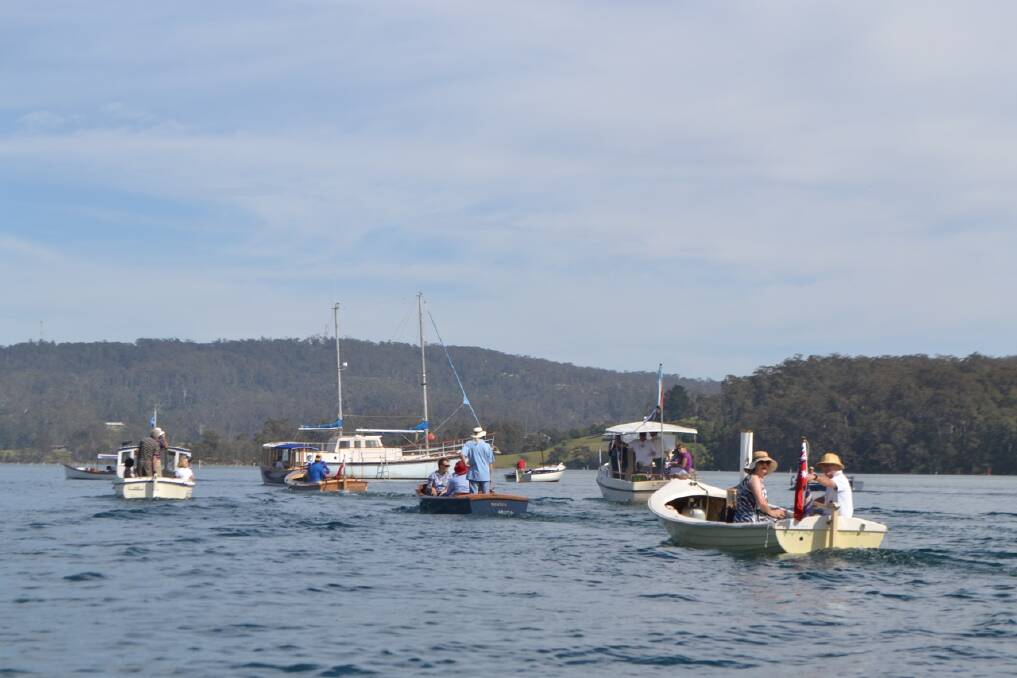 OFF SAILING: Boats head off after the Saturday sail past on Forsters Bay.