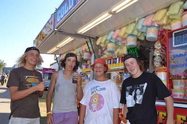 LOCAL LADS: Clifford Taylor, Jai Reed, Jackson Taylor and Liam Clothier enjoy the refreshments at the Cobargo Show.