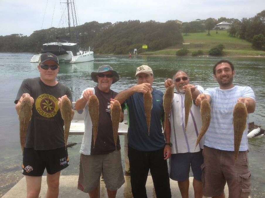 FLATHEAD OPTION: Wazza and Simon of Lighthouse Charters Narooma’s plan B. A cracking box of flaties…never fails to a smile on the fisho’s faces. 