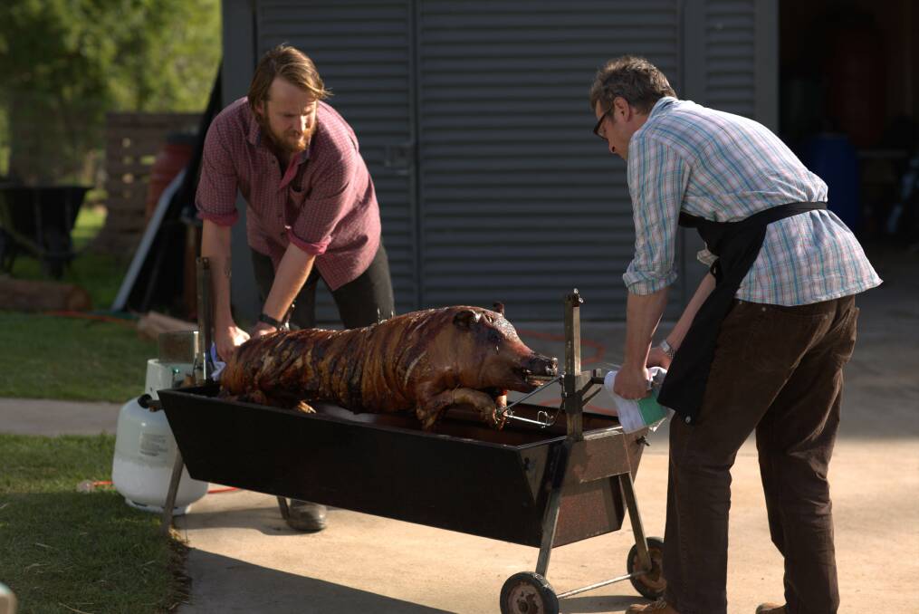GRAND FEAST: Hugh Fearnley-Whittingstal and River Cottage Australia host Paul West cook up a feast in the final episode that airs on Thursday. Photo courtesy Foxtel