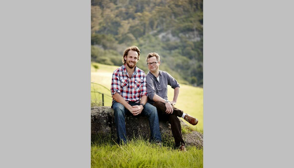 ON LOCATION: Chef Paul West, here with UK presenter Hugh Fearnley-Whittingstall, is the “Aussie Hugh” for the new TV show. 