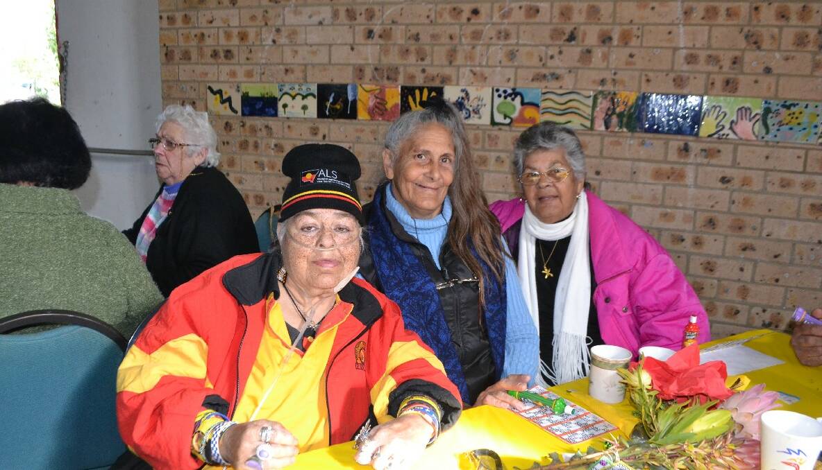 BINGO LADIES: Enjoying the bingo at the elders NAIDOC Week luncheon are aunties Maxine Kelly and Maureen Davis from Wallaga and aunty Doris Moore from Moruya. 