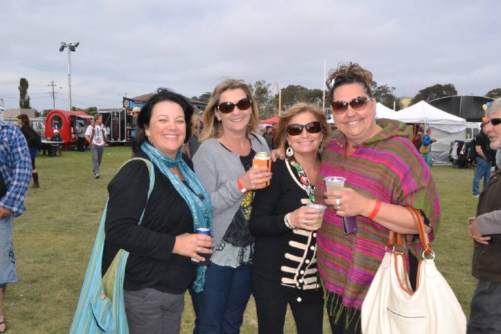 BLUES GALS: Narooma area locals Soraya Mackay, Annette from Newcastle, Maureen Sweeney and Doris Kamevaar check out the Narooma Blues Fest on Sunday afternoon.