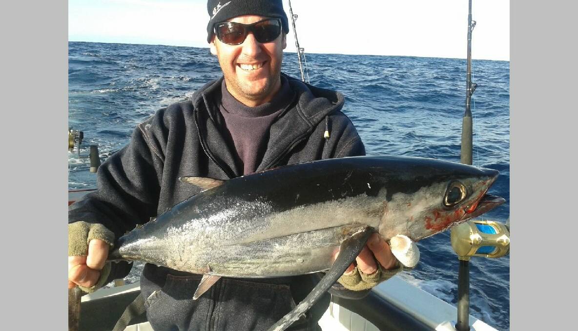 DASH ALBIE: Darren “Dash” Bowater went fishing with regular visitor from Canberra Anthony the weekend before last and got this nice albacore at the Kink. 