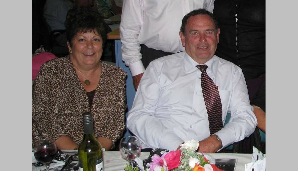 DOING WELL: Fergus Thomson, pictured here with wife Yvonne at a function in Bodalla a few years back, is recovering well after surgery.  