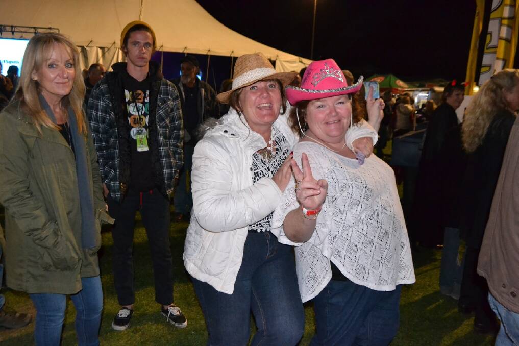 BLUES SISTERS: Good mates and long-time festival attendees Lyn Marlow and Jenny Oliver having a good time on Day 1 of the Narooma Blues Fest.