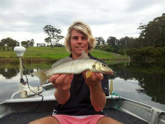 NICK’S WHITING: Nick Cowley with one of his very nice whiting caught on the Wagonga Inlet flats over the weekend.