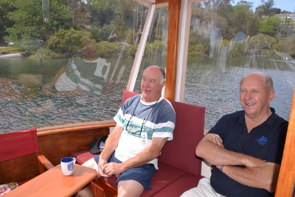BOYS IN BOATS: The Narooma News caught up with committee members Malcolm McKay and Brian Craven on board Malcolm’s hand-built motor cruiser Paddy D. 