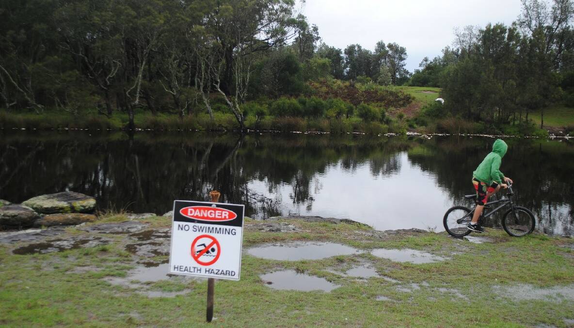The site was posted with a No Swimming – Health Hazard sign by Eurobodalla Shire Council 